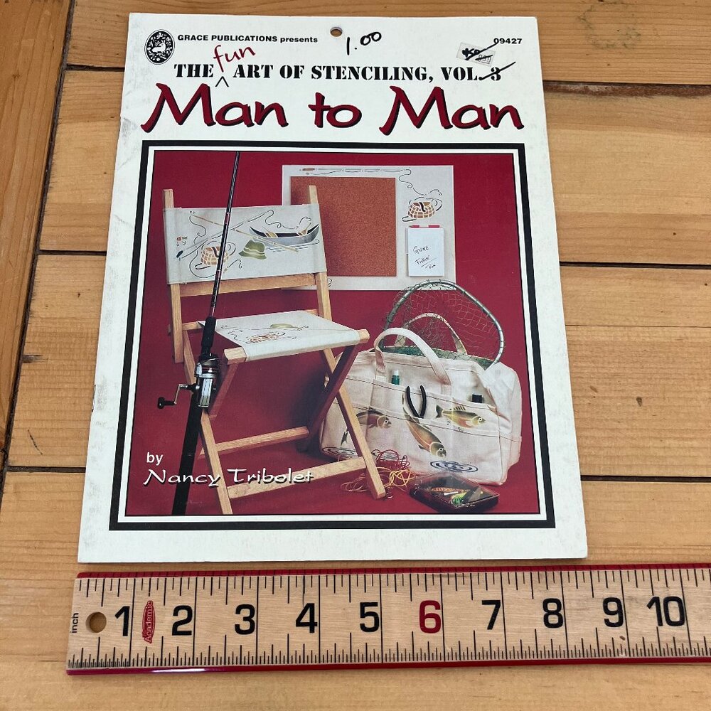Man to Man Art of Stenciling Vol 3 Nancy Tribolet 09427 Fishing Cowboy Nautical